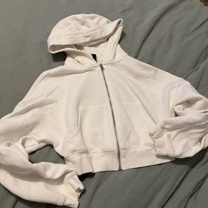 White crop hoodie